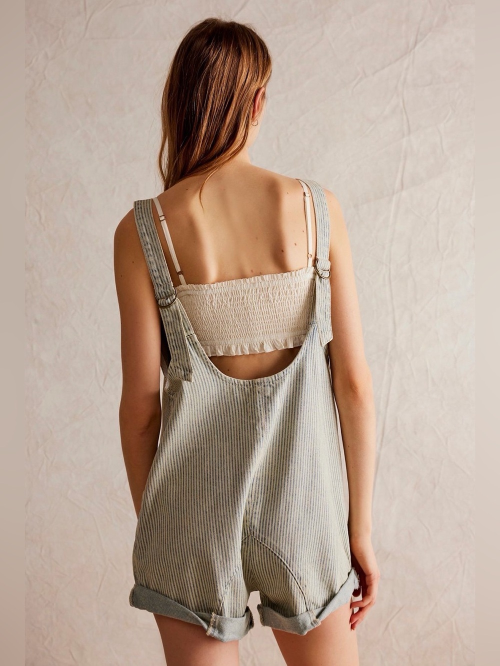 Free People High Roller Railroad Shortall in Pillow Talk Stripe - Picture 2 of 10